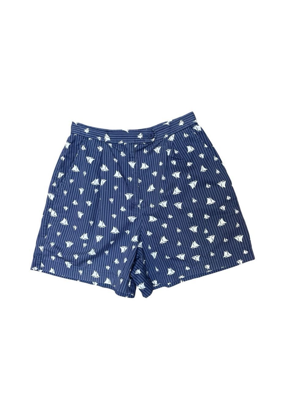 Liz Claiborne LizSport Sailboat Shorts Womens Size 10 Nautical Cotton Blue